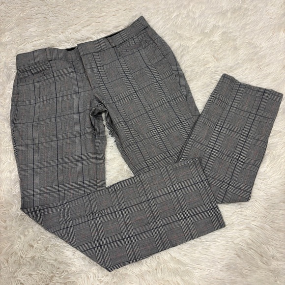 Banana Republic Women's Grey Multi Plaid Sloan Slim Ankle Pants size 4 - Picture 2 of 13